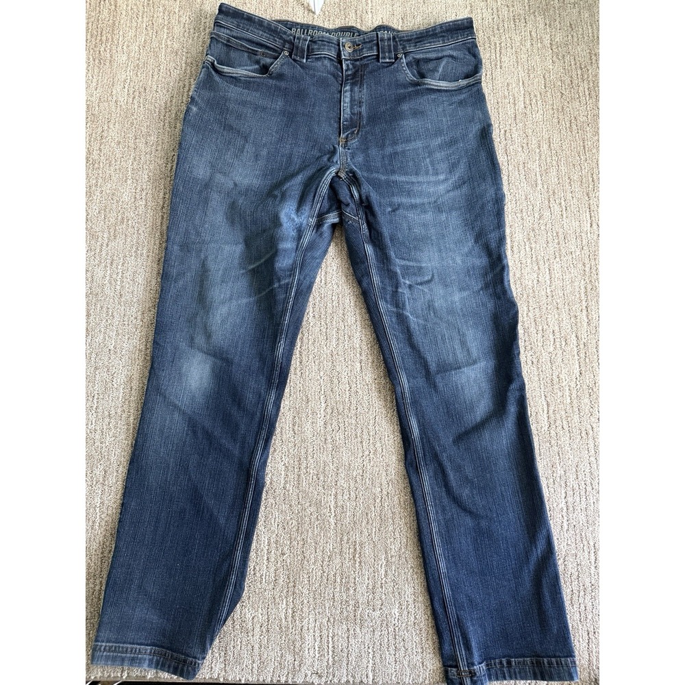 Duluth Trading Ballroom Double Flex Jeans Mens 38x34 Relaxed Straight Blue